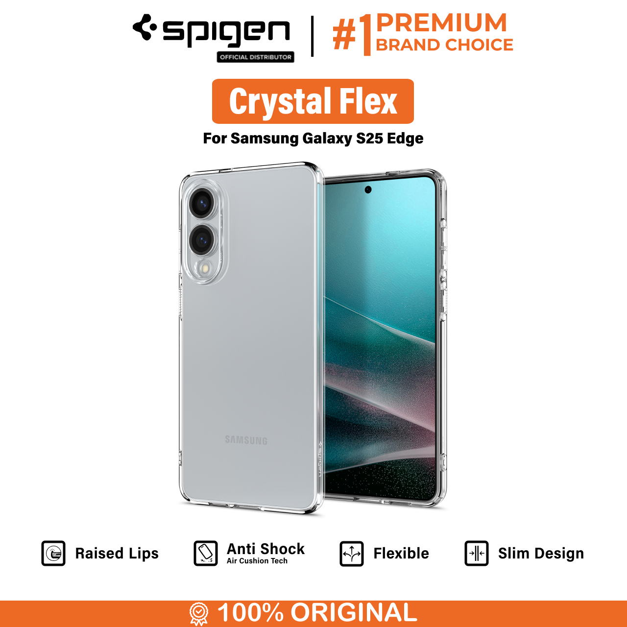 Spigen Galaxy S25 Edge Case Crystal Flex - Crystal Clear ACS09572