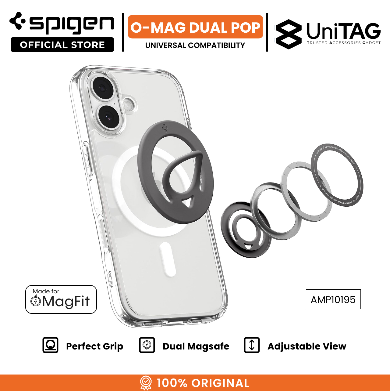 Spigen Magnetic Phone Holder Dual Pop MagFit Slim Version - Gray AMP10195