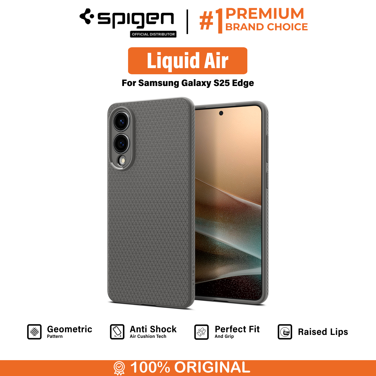 Spigen Galaxy S25 Edge Case Liquid Air - Marble Gray ACS09421