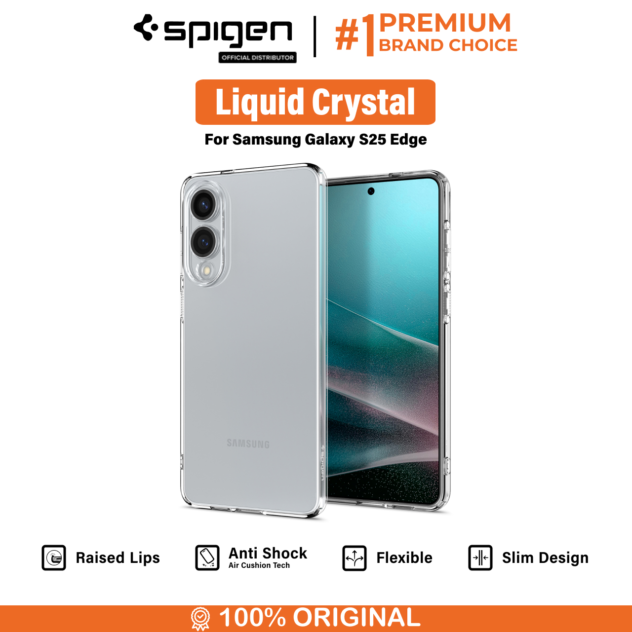 Spigen Galaxy S25 Edge Case Liquid Crystal - Crystal Clear ACS09425