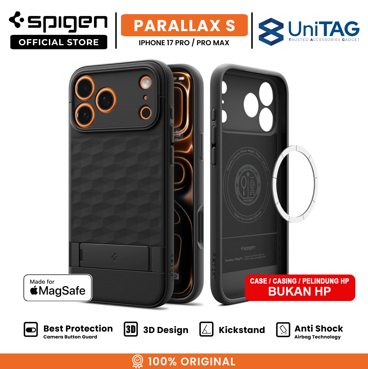 Spigen iPhone 17 Pro Max Case Parallax S MagFit - Matte Black ACS09911