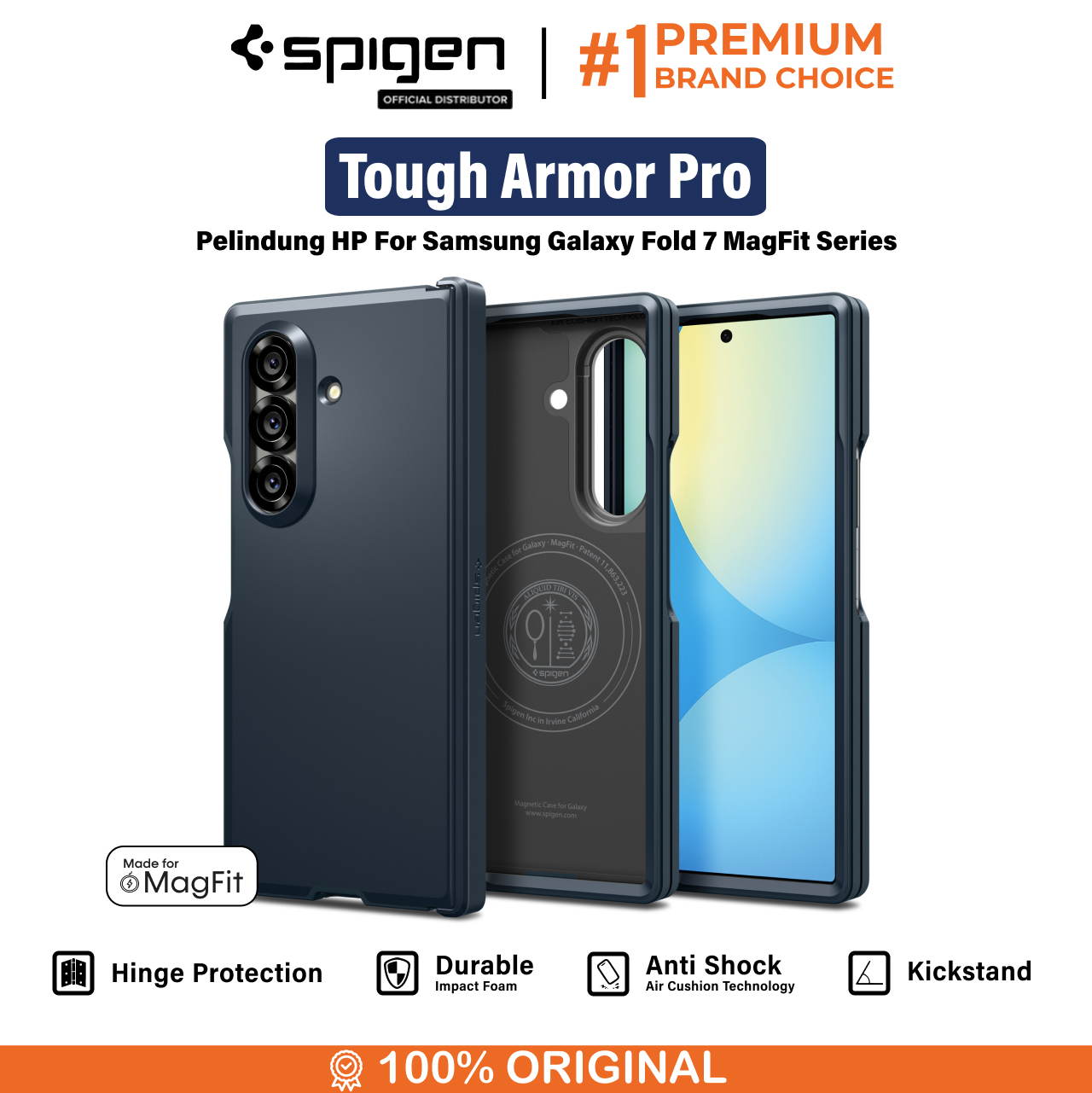 Spigen Galaxy Z Fold 7 Case Tough Armor Pro MagFit - Metal Slate ACS09550