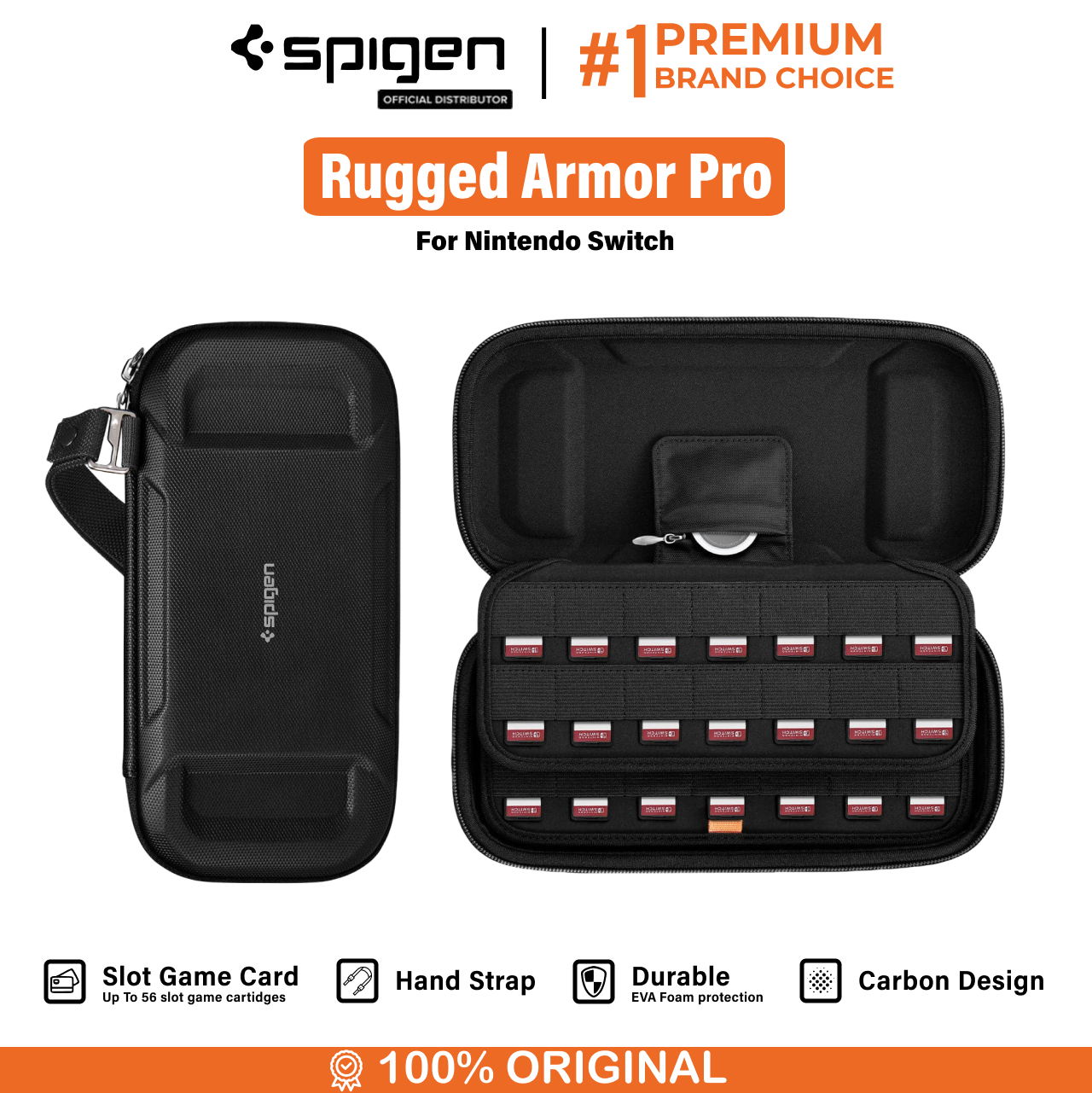 Spigen Nintendo Switch Game Card Pouch Rugged Armor Pro - Black AFA04750