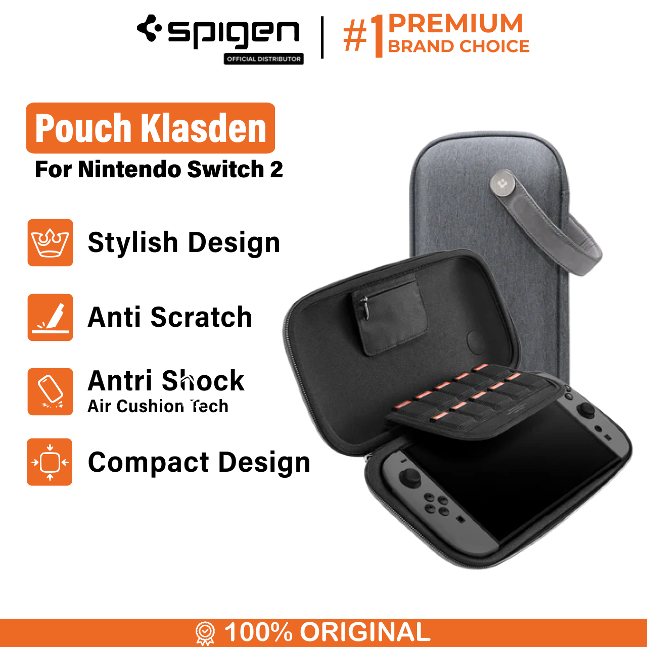 Spigen Nintendo Switch 2 Pouch Klasden - Charcoal Gray AGP09077