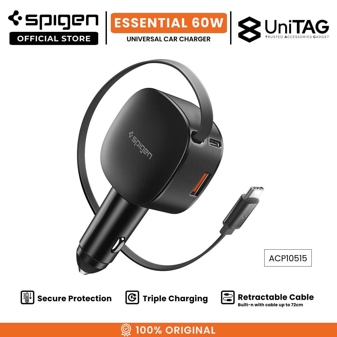 Spigen Magsafe Wireless Charger Stand 2 in 1 Essential MagFit Qi2.2 25w - Black EF302MOQ ACH10399