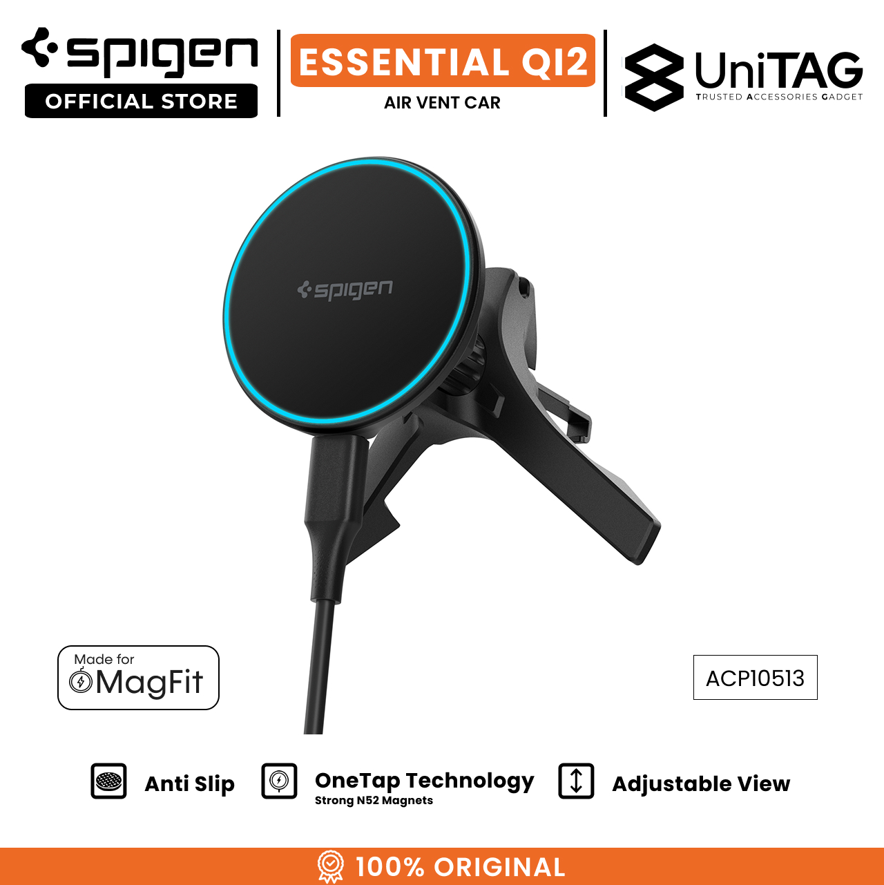 Spigen Car Charger Air Vent Magsafe Essential MagFit Qi2 15W - Black EV15MAQ ACP10513