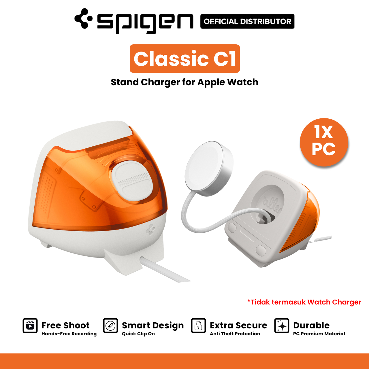 Spigen Charging Stand Apple Watch (All Apple Watch) Classic C1 - Tangerine AMP09342