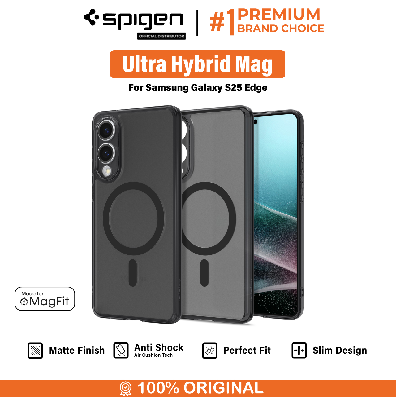 Spigen Galaxy S25 Edge Case Magsafe Ultra Hybrid MagFit - Frost Black ACS09419