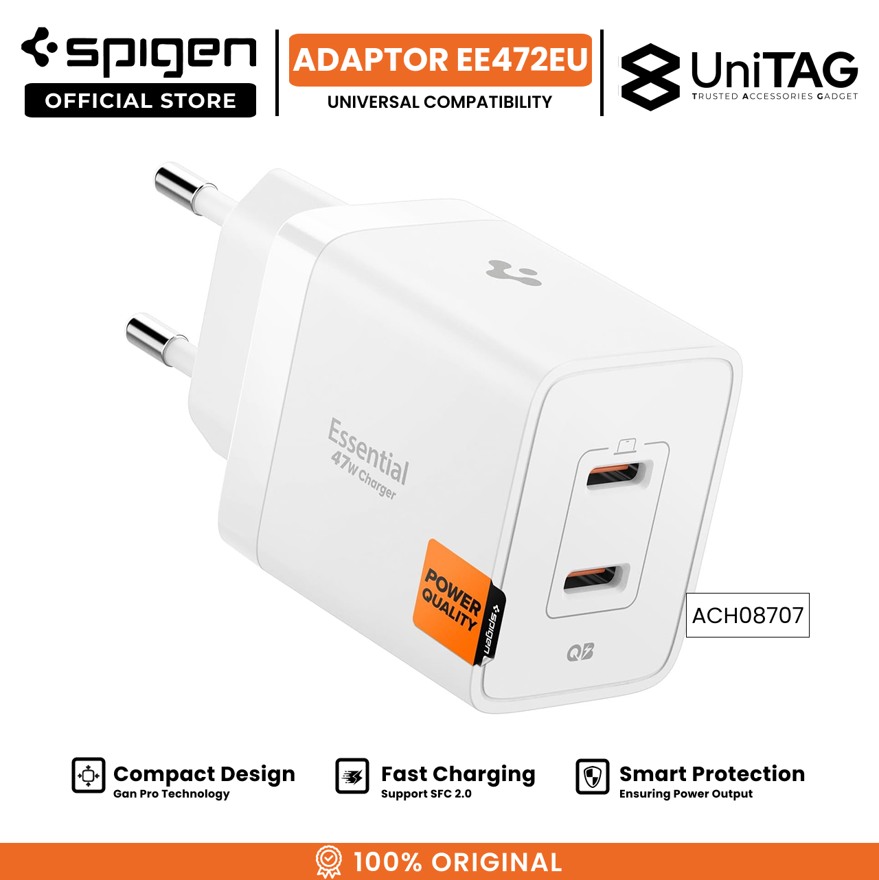 Spigen Wall Charger 47W 2C Essential EE472EU - White ACH08707