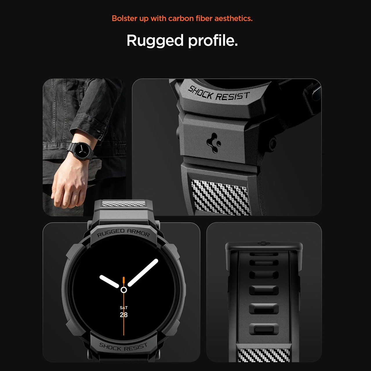 Spigen Galaxy Watch 8 (40mm) Case Strap Rugged Armor Pro - Matte Black ACS10005-1