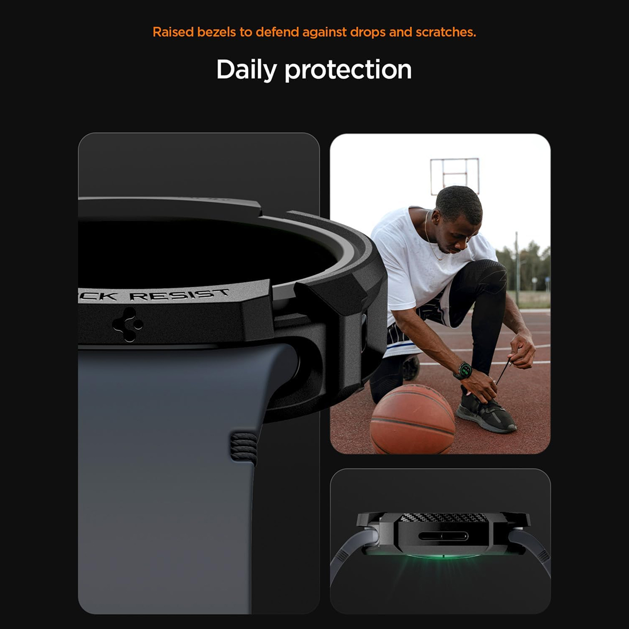 Spigen Galaxy Watch 8 (40mm) Case Strap Rugged Armor Pro - Matte Black ACS10005-1