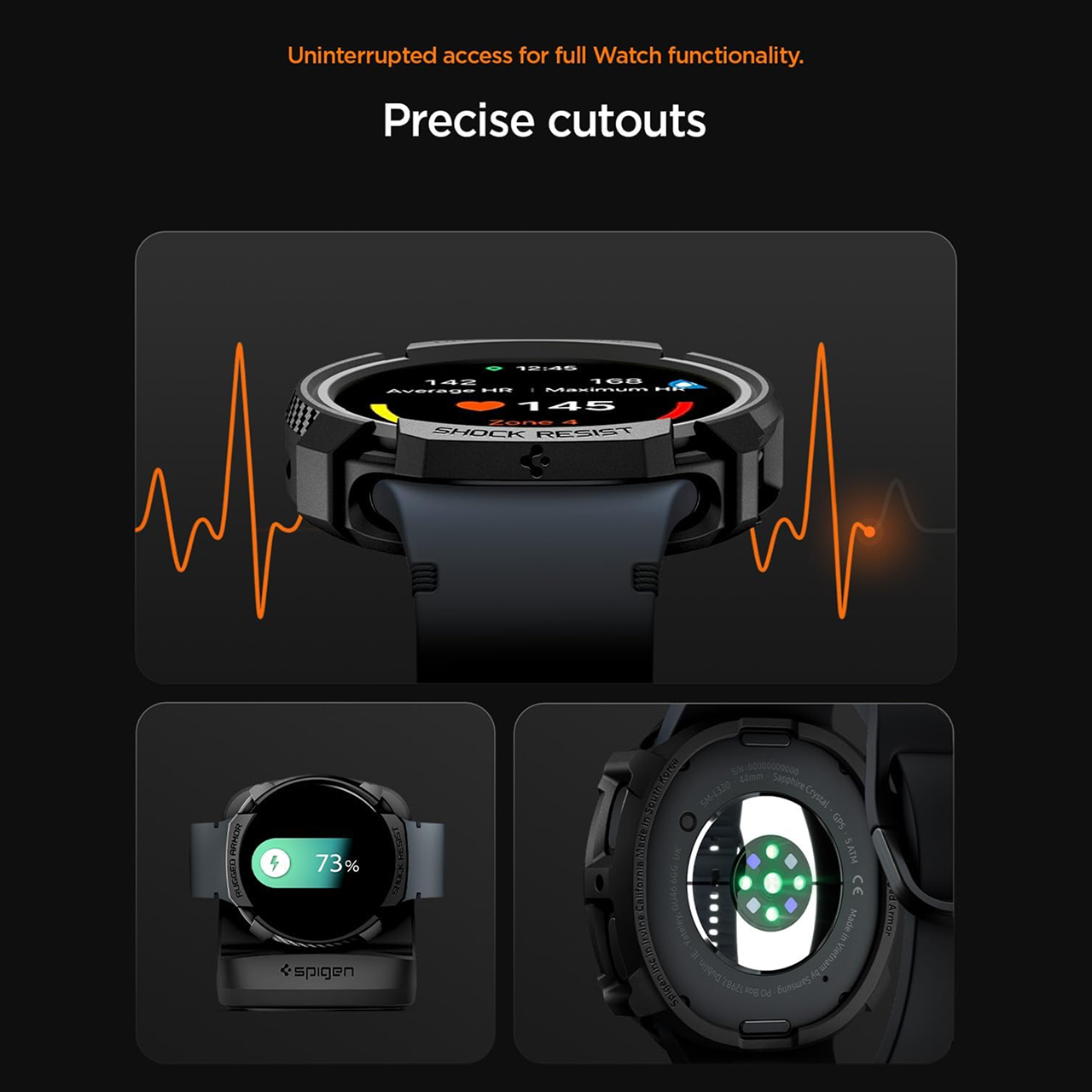 Spigen Galaxy Watch 8 (40mm) Case Strap Rugged Armor Pro - Matte Black ACS10005-1