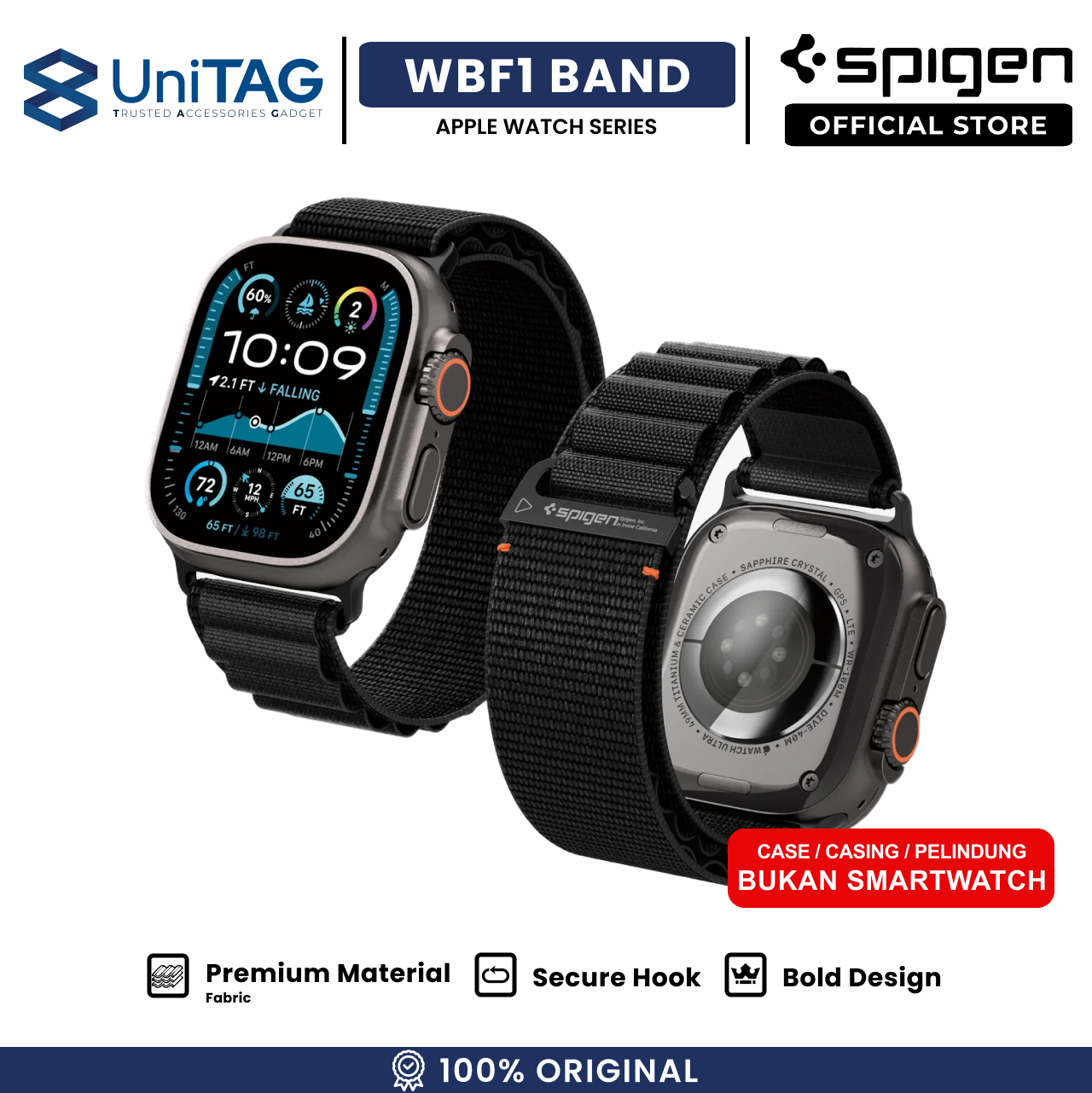 Strap for Apple Watch Ultra 3/2/1 (49mm) / 11/10 (46mm) / 9/8/7 (45mm) / SE / 6 / 5 / 4 (44mm) Spigen WBF1 Nylon Fabric Band