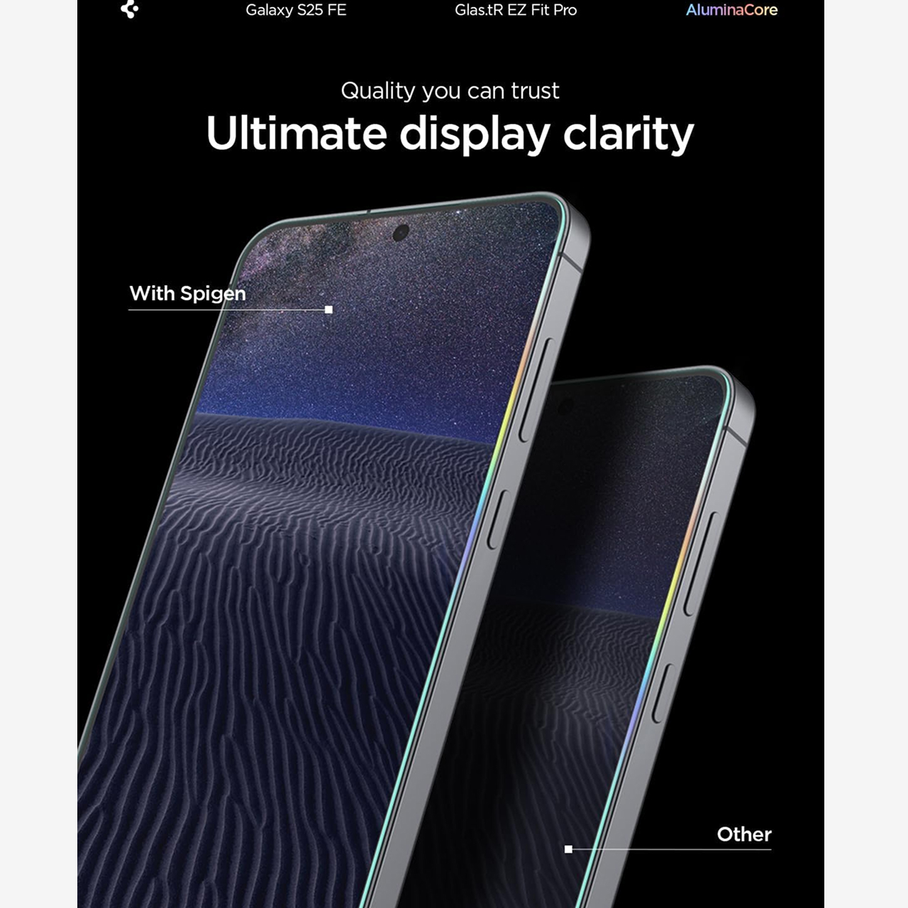 Spigen Galaxy S25 FE Tempered Glass with Tray 2 Pack GlastR EZ Fit Pro - Transparancy AGL10202