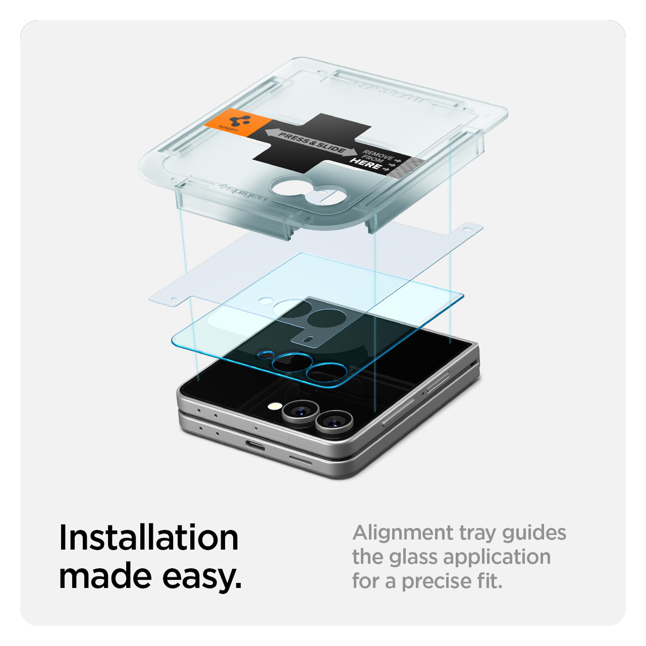 Spigen Galaxy Z Flip 7 Tempered Glass with Tray 1 Pack Glas.tR EZ Fit Pro HD - Transparency AGL09586 (Offline SKU)