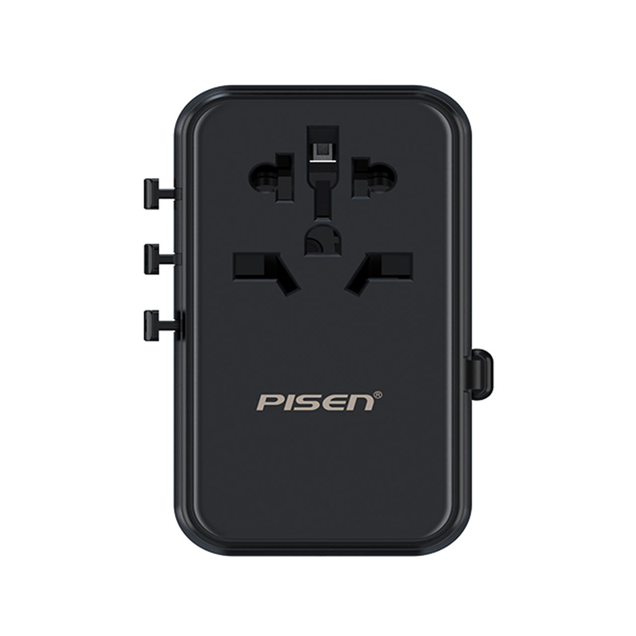 Pisen Travel Adaptor Global Travel 5-Port 2A 2C with Built-in USB C 65W - Black TP-C94