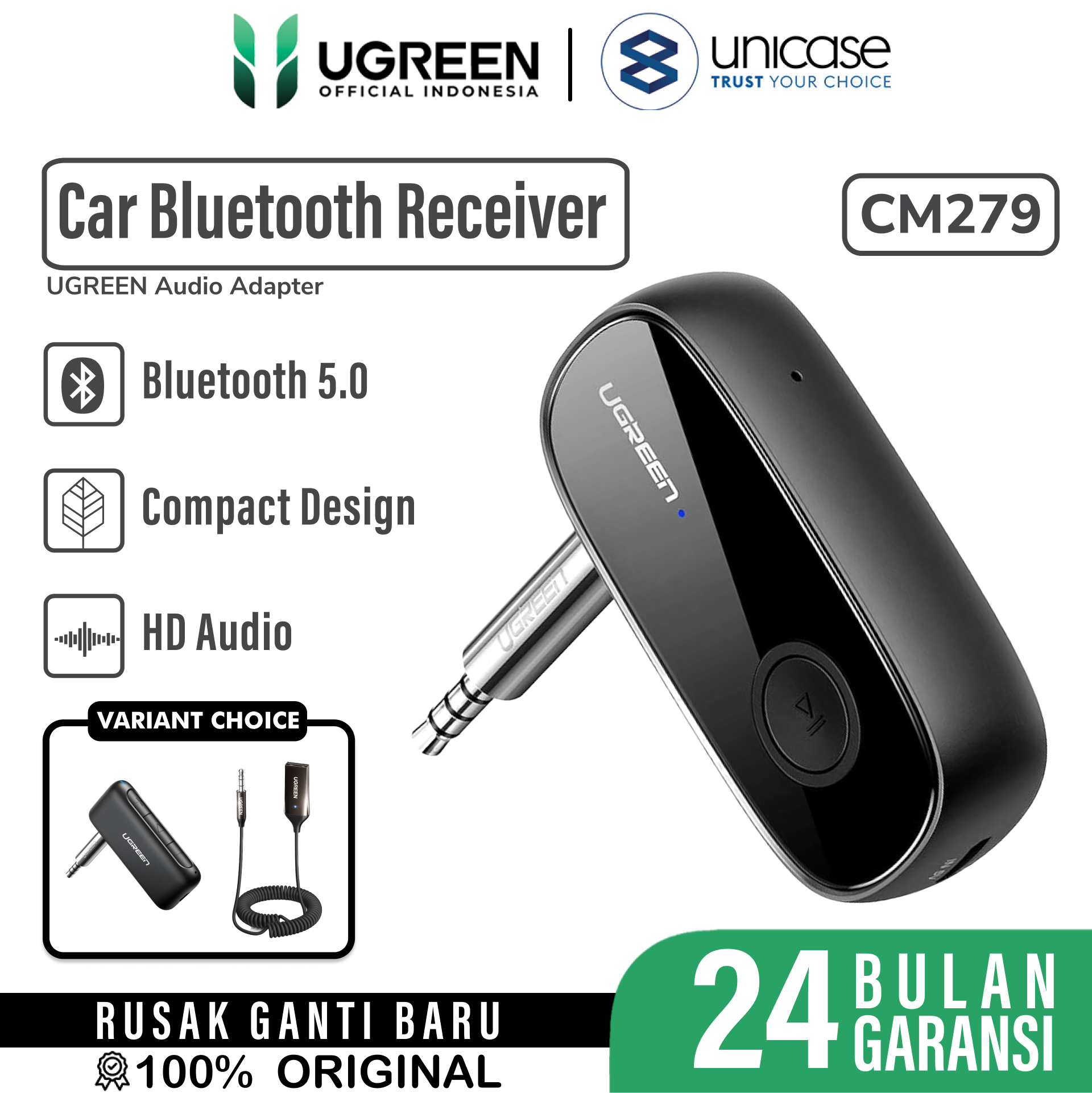 Car Bluetooth Receiver UGREEN Jack Audio 3.5mm Wireless Audio Adapter