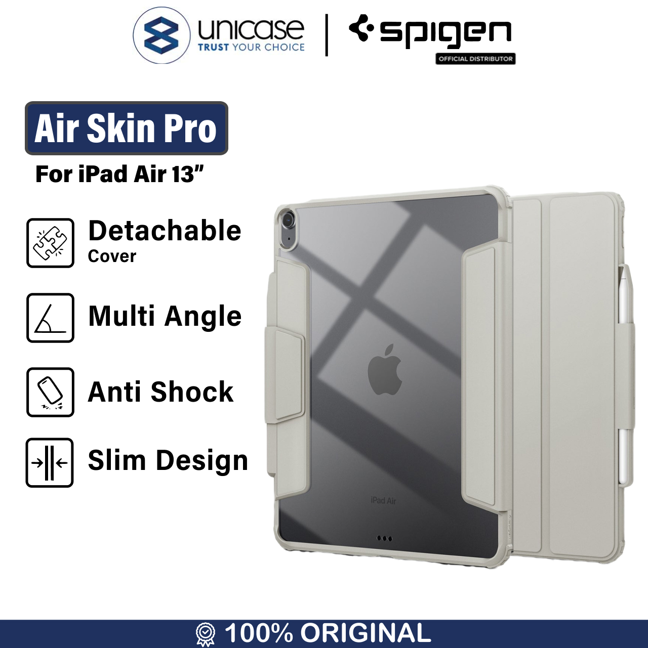 Spigen iPad Air 13" (2025 / 2024) Case Air Skin Pro - Gray ACS07677