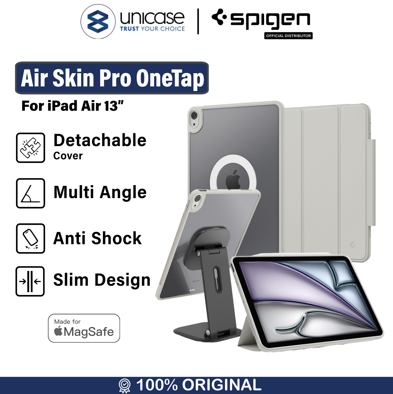 Spigen iPad Air 13" (2025 / 2024) Case Magsafe Air Skin Pro Onetap - Gray ACS08491