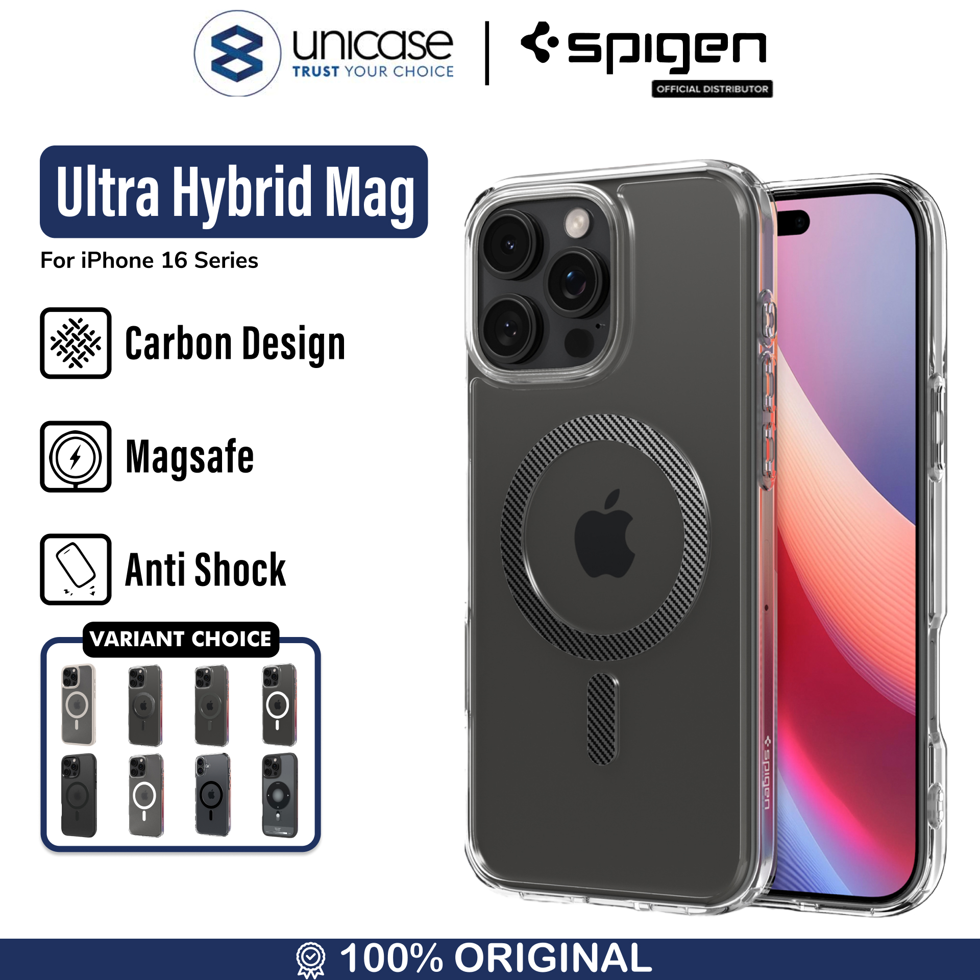 Spigen iPhone 16 Pro Case Magsafe Ultra Hybrid MagFit - Carbon Fiber ACS08131