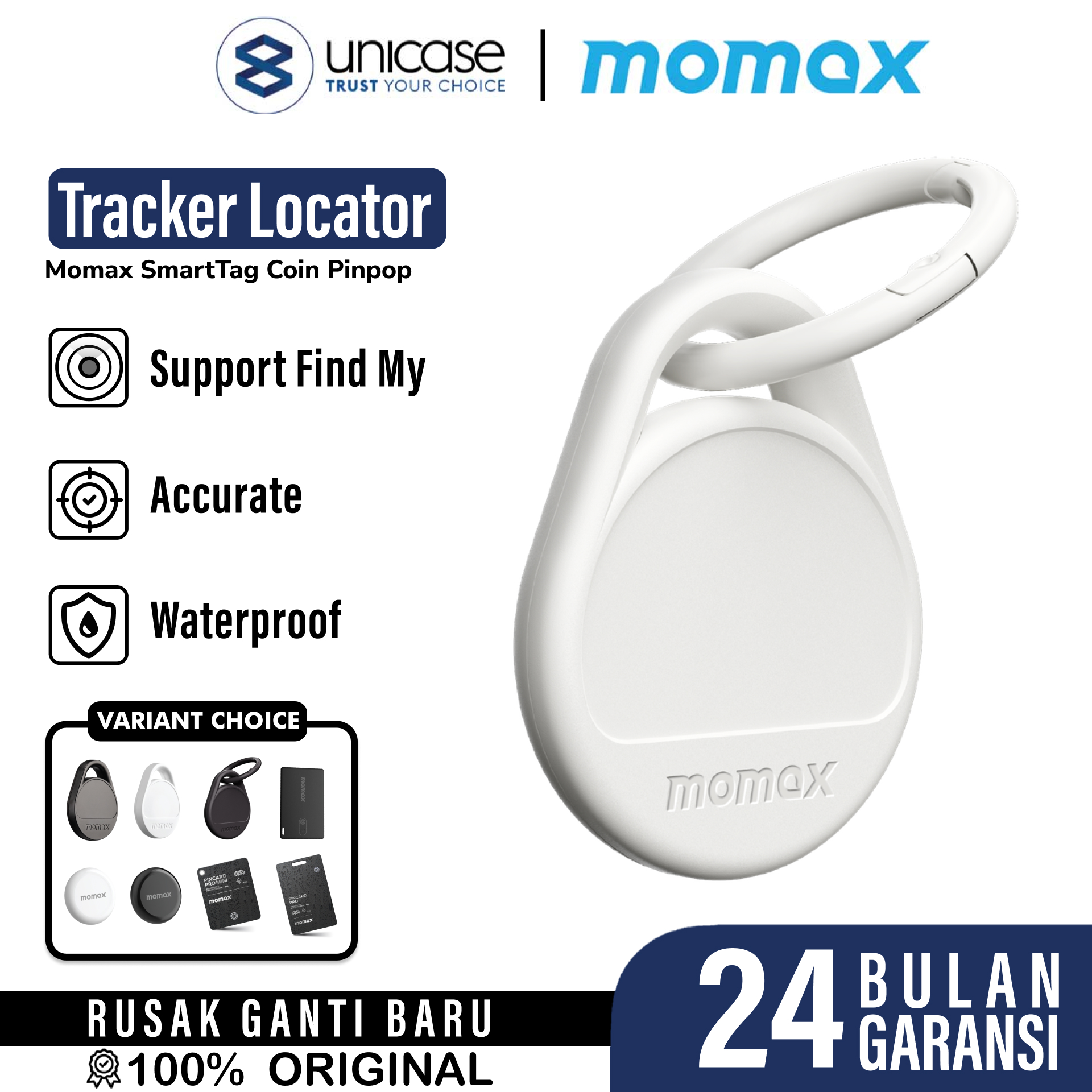 Pelacak Smart Tracker Momax SmartTag Pinpop PinCard Pro Key Finder Slim GPS Find My Card Locator