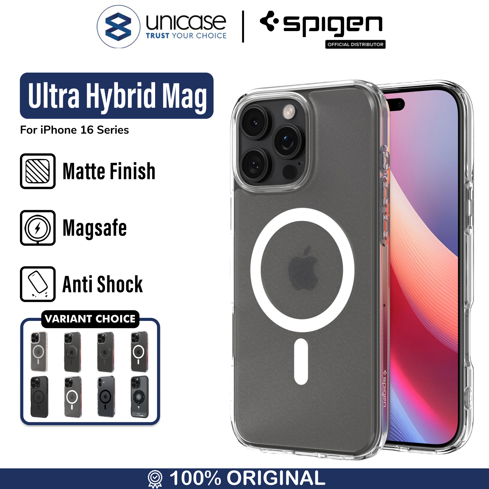 Spigen iPhone 16 Pro Case Magsafe Ultra Hybrid MagFit - Frost Clear ACS08133