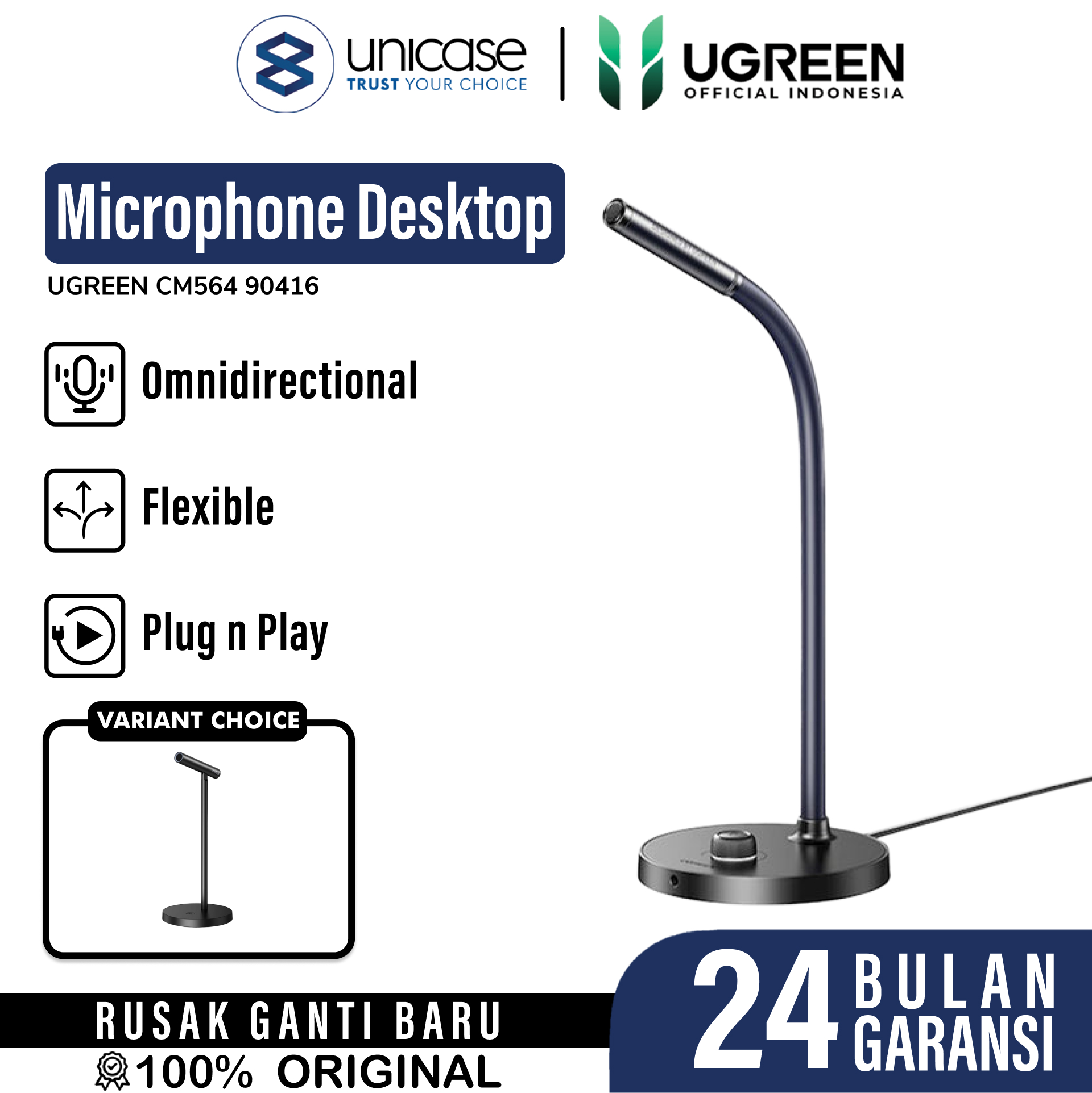 UGREEN Microphone Desktop USB A with noise cancelling - Black CM564 90416