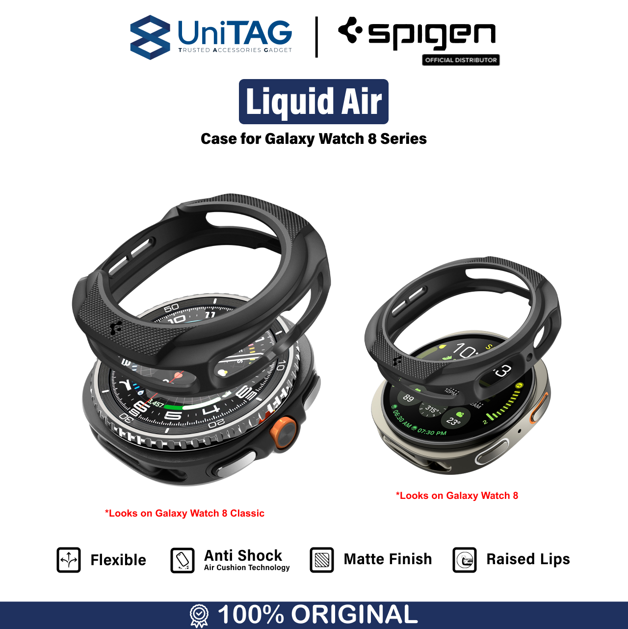 Spigen Galaxy Watch 8 (44mm) Case Liquid Air - Matte Black ACS09839