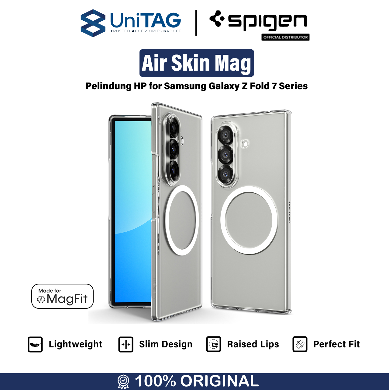 Spigen Galaxy Z Fold 7 Case Air Skin MagFit - Clear White ACS09545