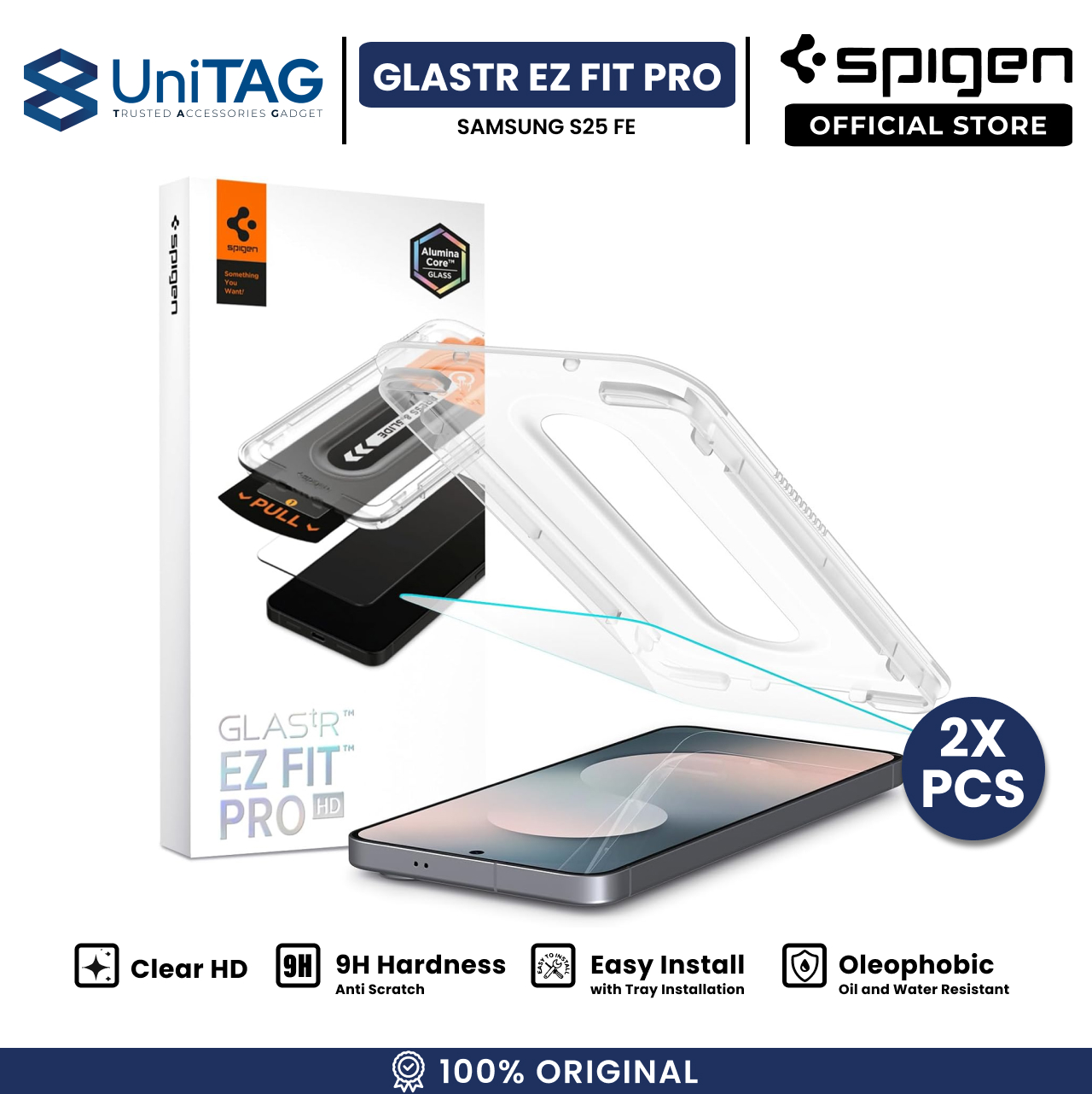 Spigen Galaxy Z Flip 7 Tempered Glass with Tray 2 Pack Glas.tR EZ Fit Pro HD - Transparency AGL09585 (Offline SKU)