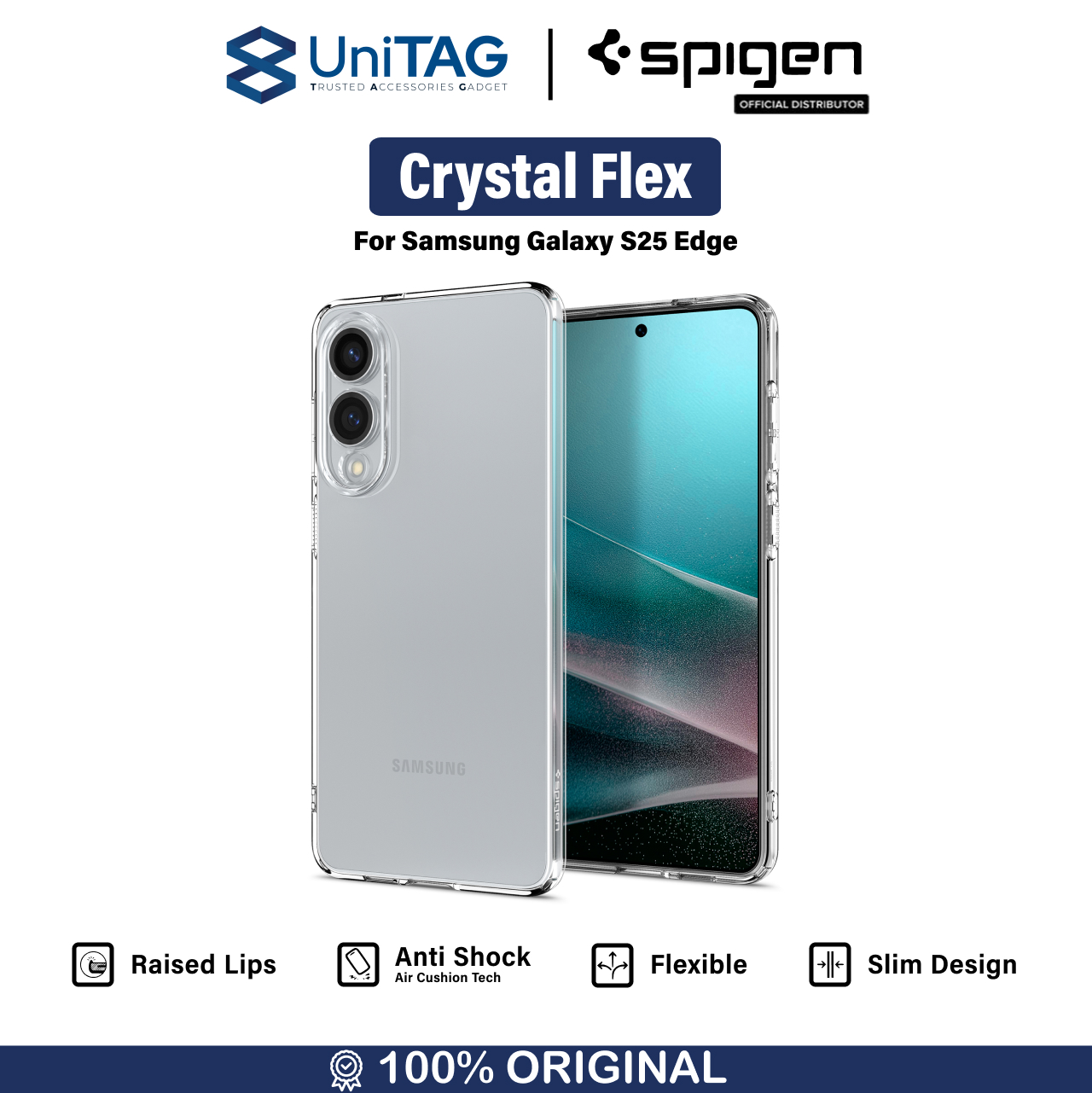 Spigen Galaxy S25 Edge Case Crystal Flex - Crystal Clear ACS09572