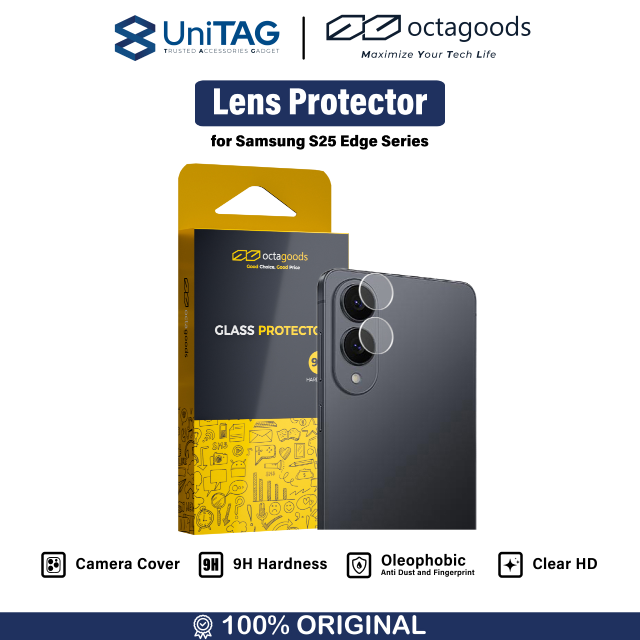 Octagoods Galaxy S25 Edge Camera Lens Protector - Clear SX7645