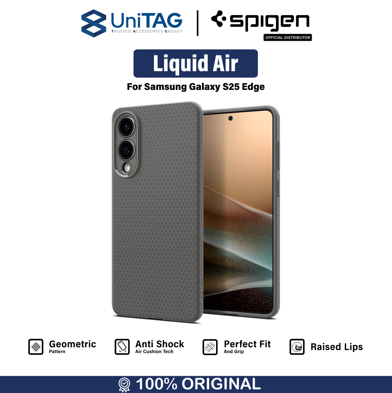 Spigen Galaxy S25 Edge Case Liquid Air - Marble Gray ACS09421
