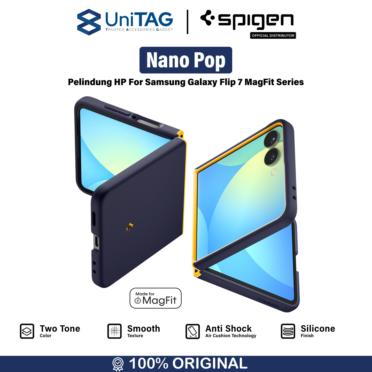 Spigen Galaxy Z Flip 7 Case Nano Pop MagFit - Blueberry Navy ACS09563