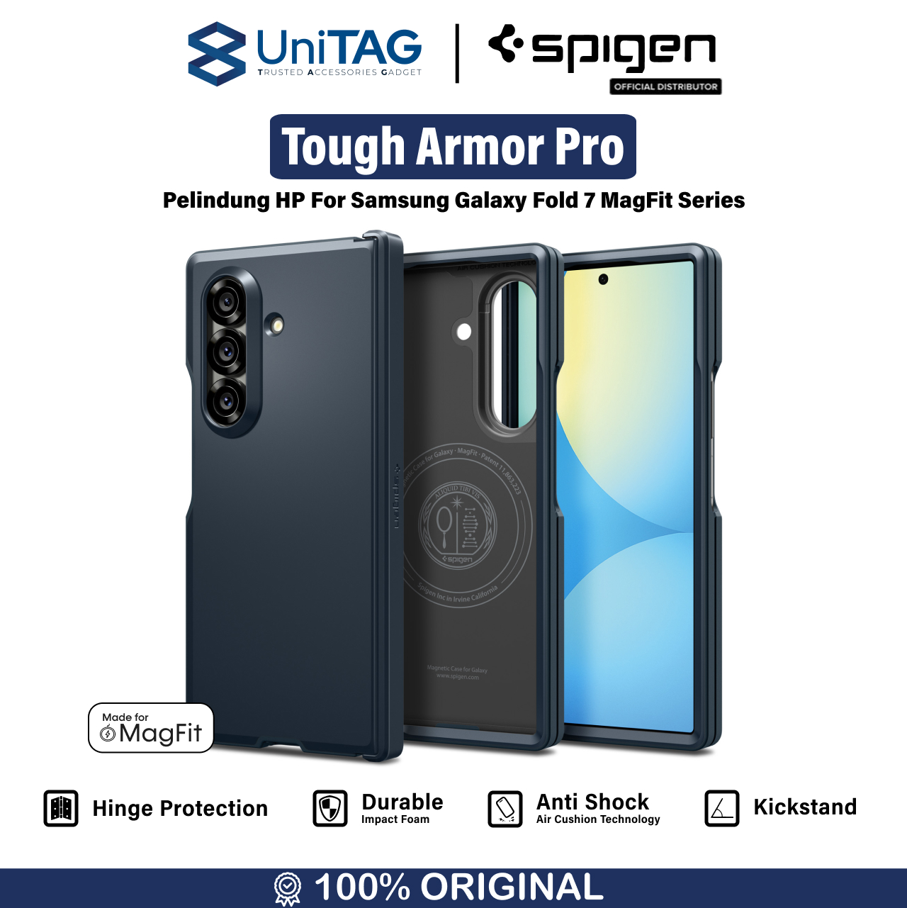 Spigen Galaxy Z Fold 7 Case Tough Armor Pro MagFit - Metal Slate ACS09550