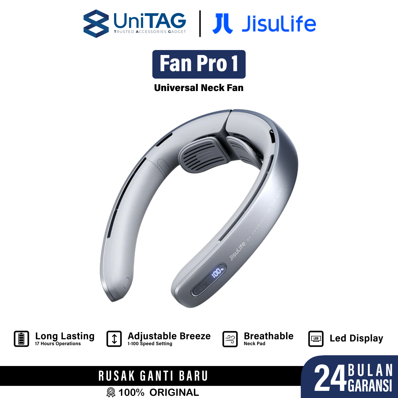 Jisulife Neckfan Pro1 100S 5000mAh - Grey JL NF FA45 GY-1