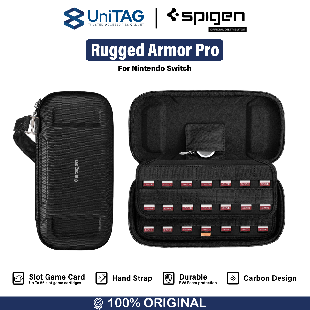 Spigen Nintendo Switch Game Card Pouch Rugged Armor Pro - Black AFA04750