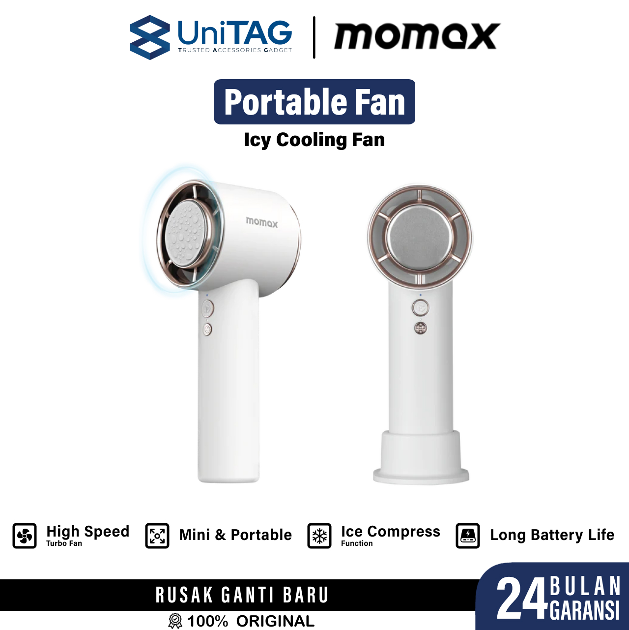Momax Portable Fan Ultra Freeze Icy Cooling Fan - White IF15W