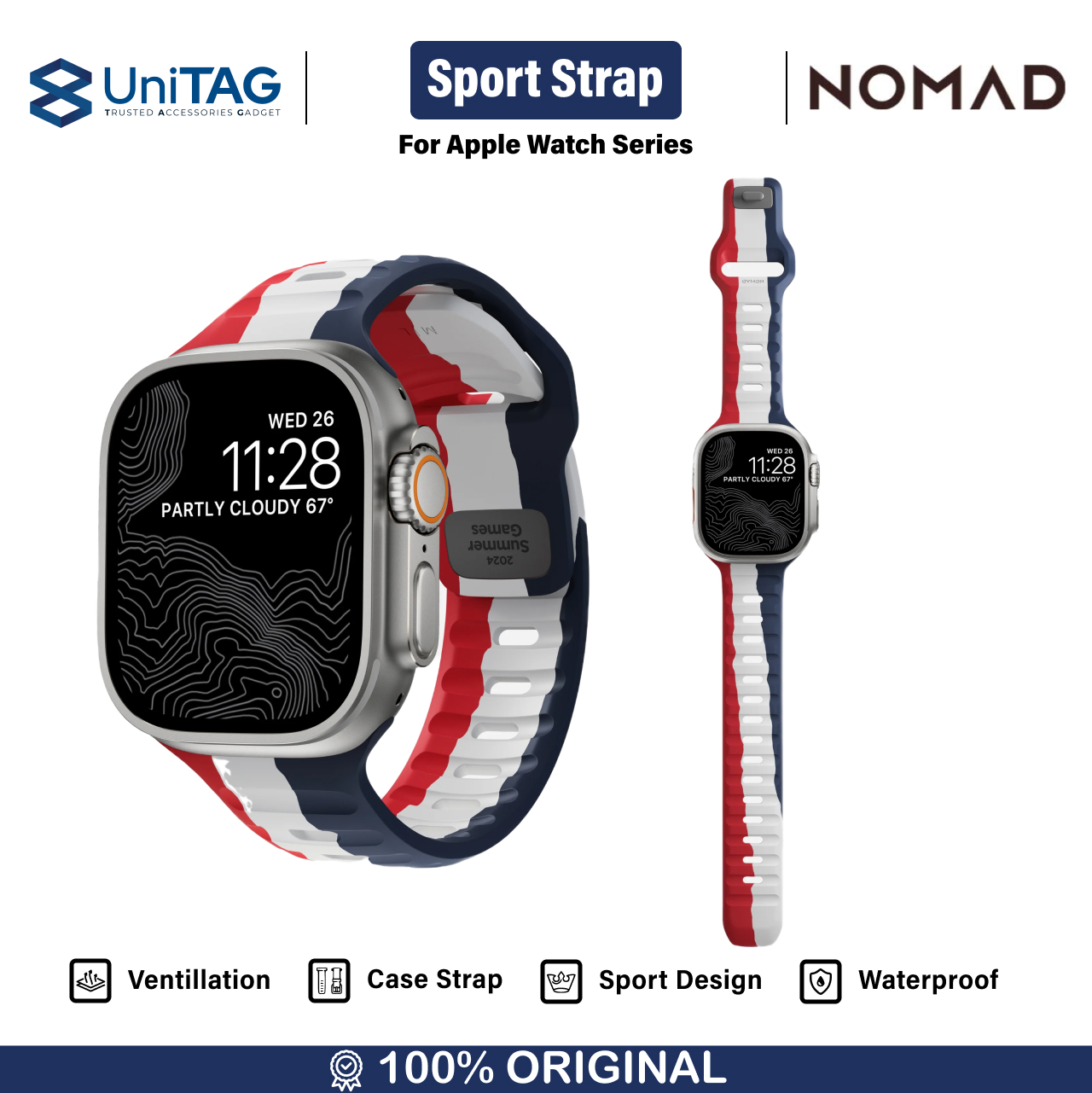 Nomad Apple Watch 49mm / 46mm / 45mm / 44mm / 42mm (Series 3 / 2 / 1) Strap Sport Band - Summer Games NM014988858