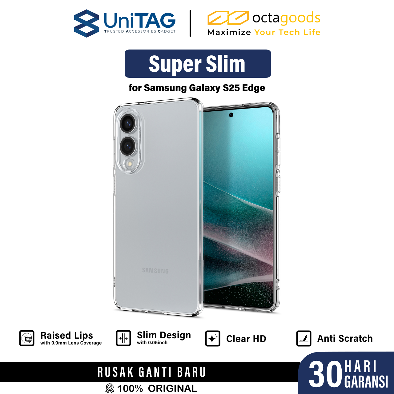 Octagoods Galaxy S25 Edge Case Super Slim - Clear CB36001