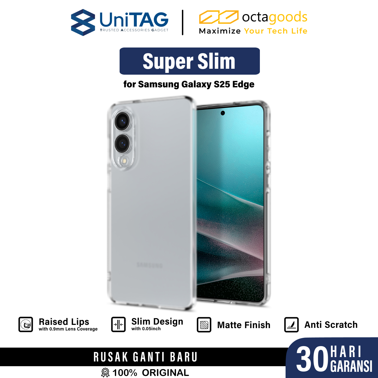 Octagoods Galaxy S25 Edge Case Super Slim - Matte Clear CB36002