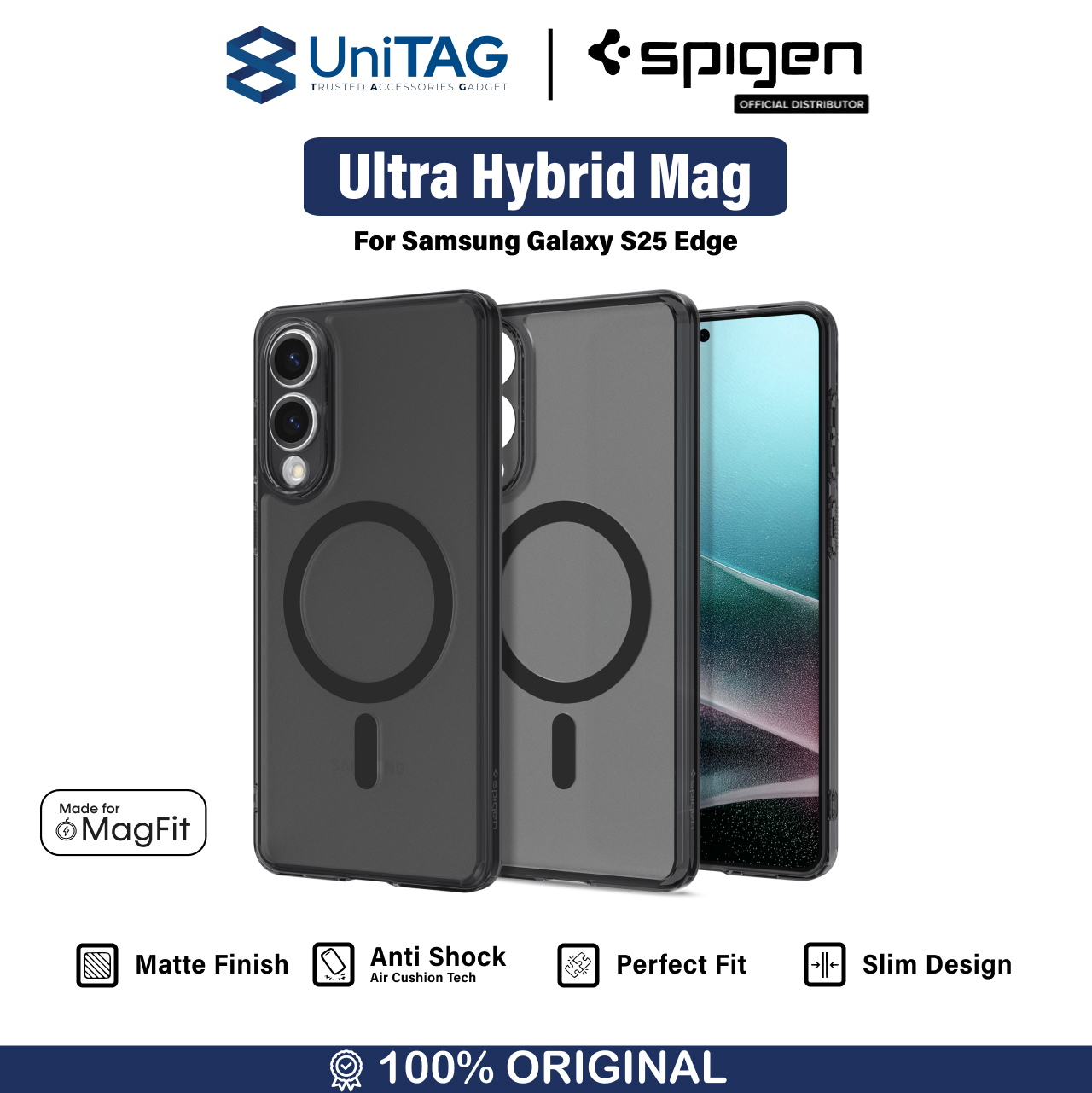 Spigen Galaxy S25 Edge Case Magsafe Ultra Hybrid MagFit - Frost Black ACS09419
