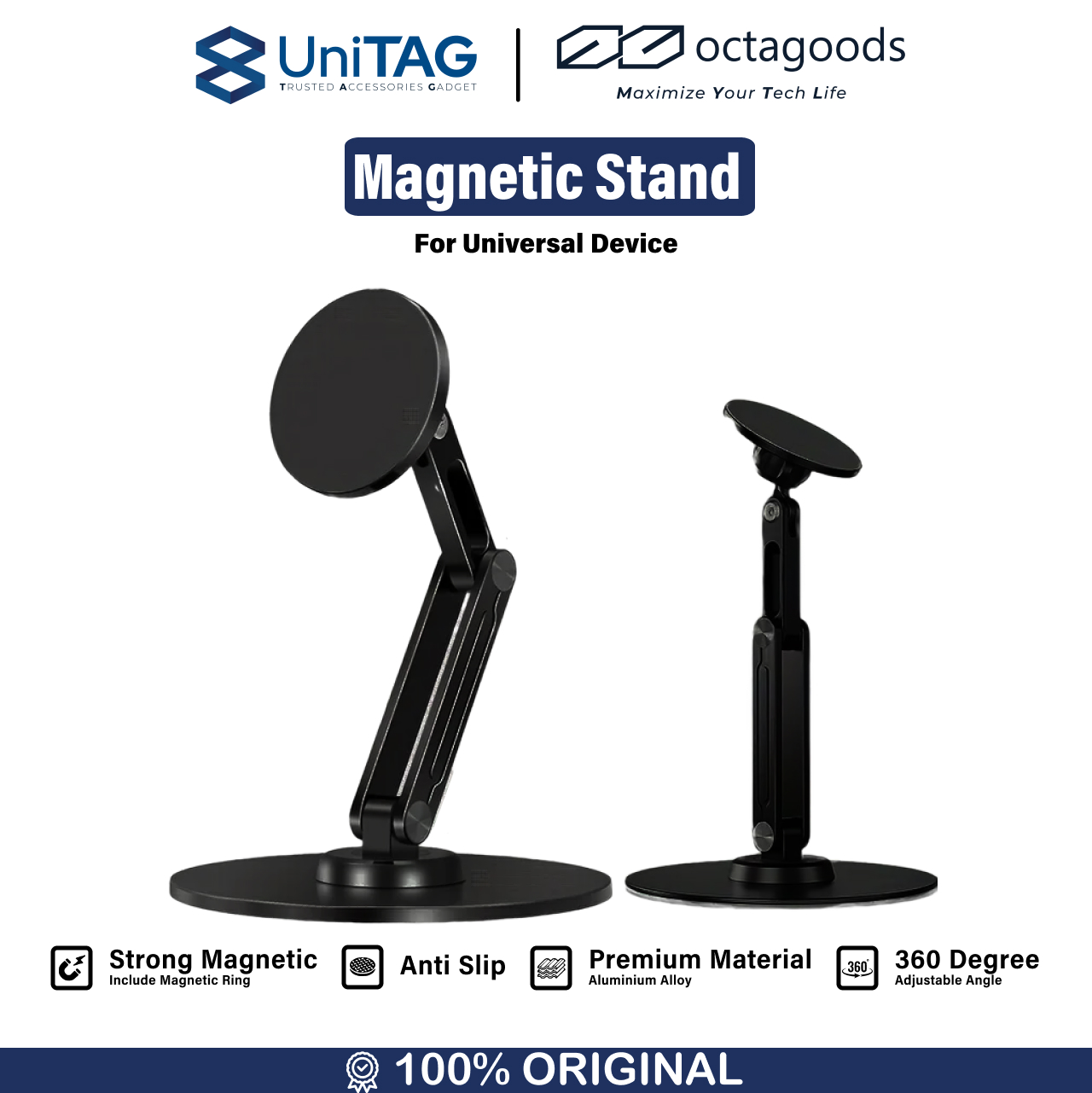 Octagoods Universal Tablet Stand Magsafe P74 Holder - Black P74 Tab