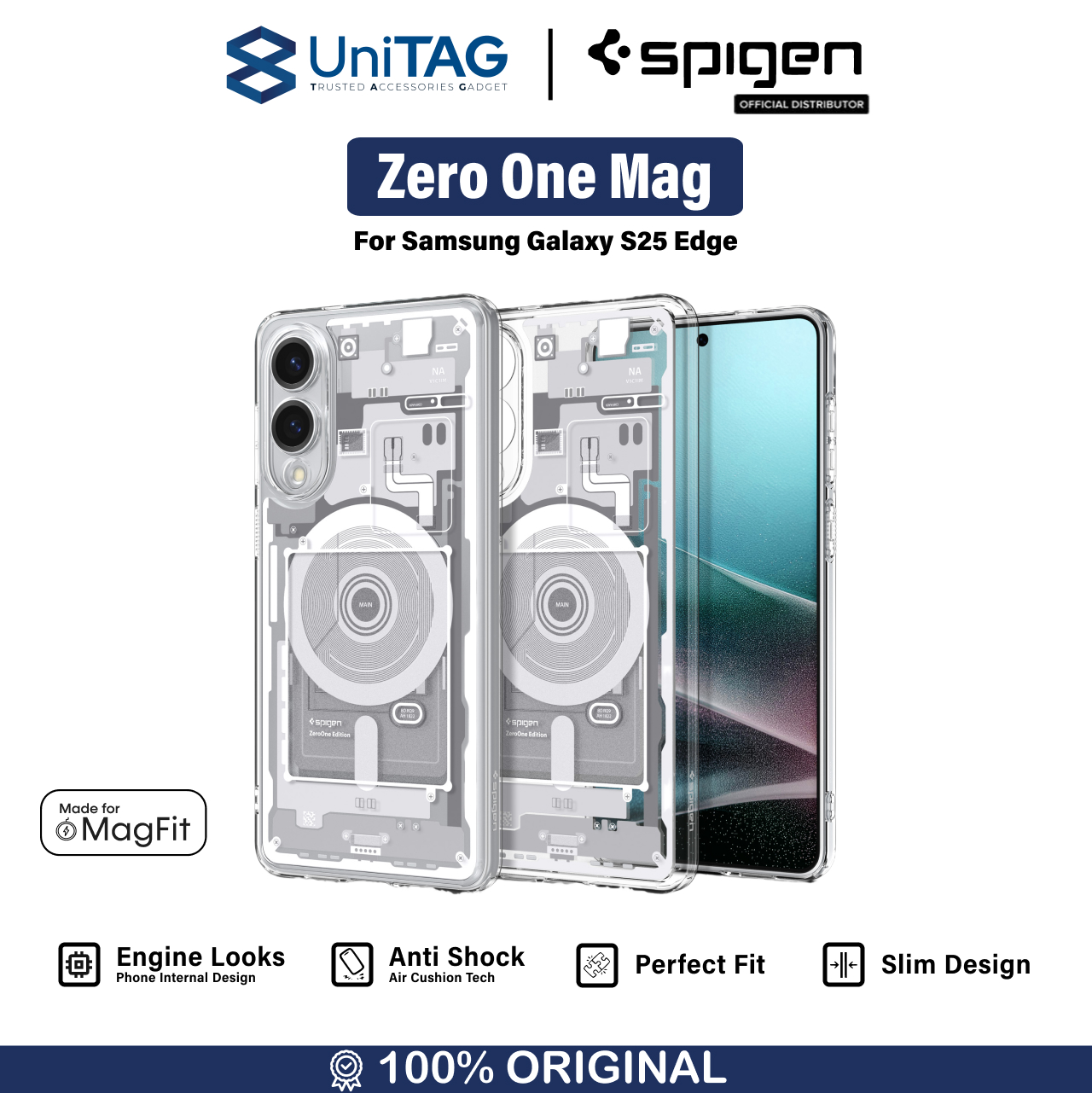 Spigen Galaxy S25 Edge Case Magsafe Ultra Hybrid MagFit Zero One - White ACS09417