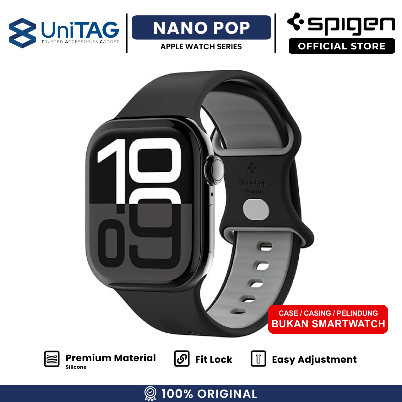 Spigen Apple Watch 49mm / 46mm / 45mm / 44mm / 42mm (Series 3 / 2 / 1) Strap Band Nano Pop - Black Sesame AMP09321