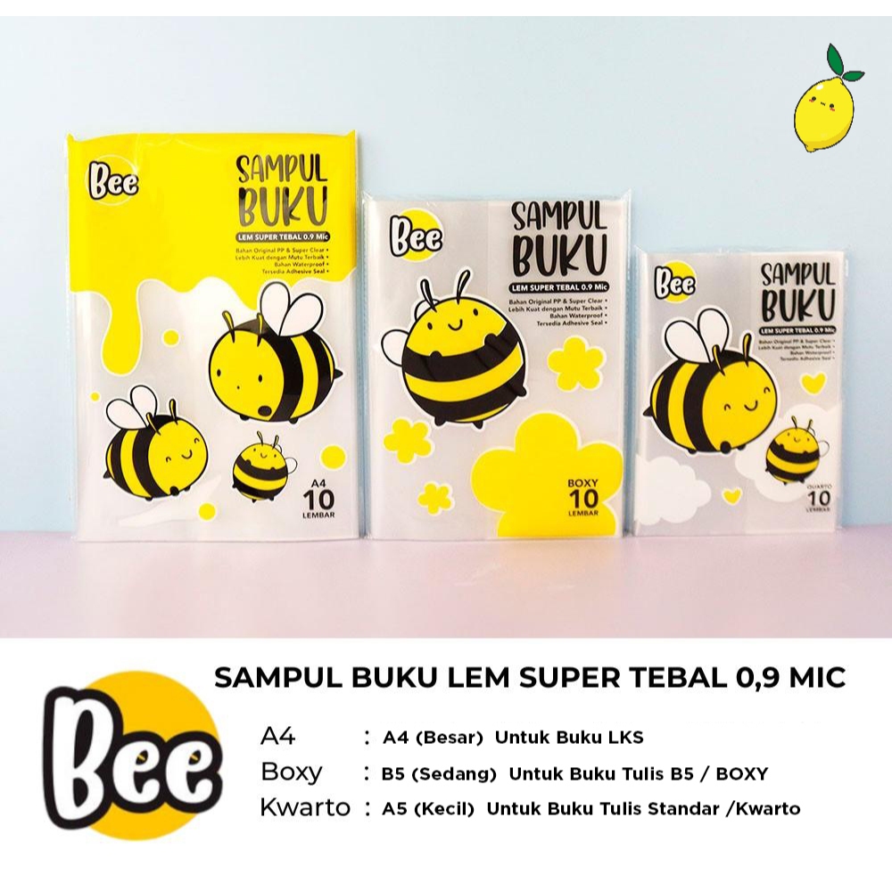 Sampul Buku Plastik Polos / Self Adhesive Book Cover 10 Lembar Bee
