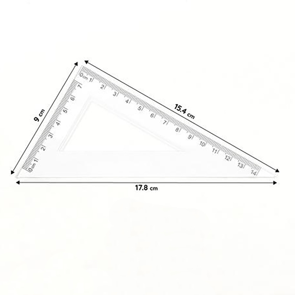 Penggaris / Mistar Segitiga Transparan / Bening / Triangular Ruler