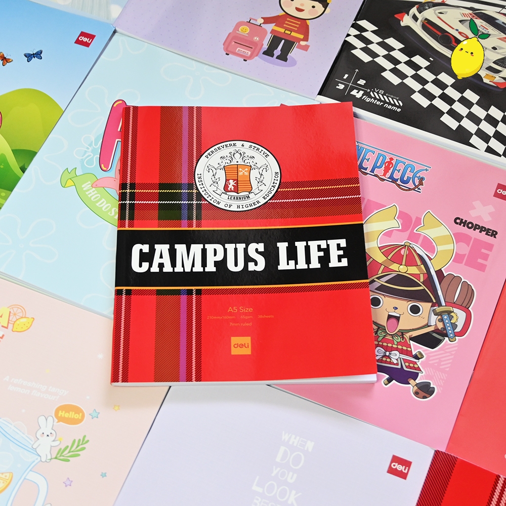 Buku Tulis Garis Kuarto / A5 Deli 38 Lembar Satuan CNA538