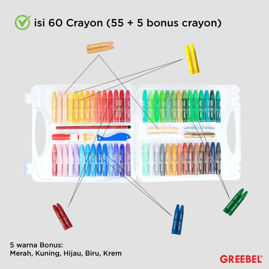 Crayon Oil Pastel Greebel PP-55C / Krayon 55 Warna